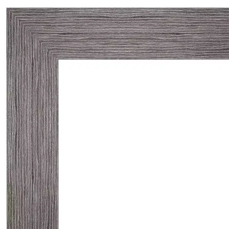 34x28" Wall Mirror – Gray Pinstripe Plank Frame, Non-Beveled, Hangs Vertical or Horizontal