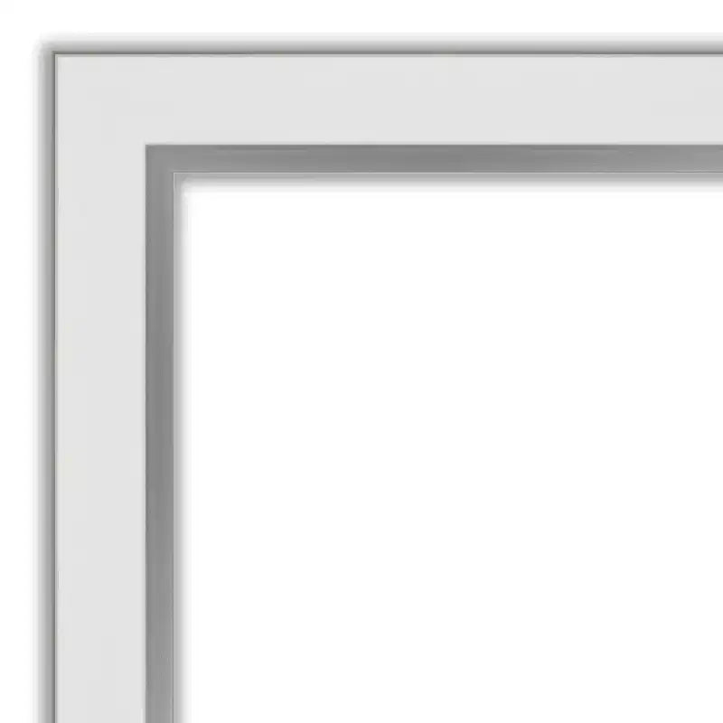 41x30" Bathroom Wall Mirror – White/Silver Narrow Frame, Non-Beveled, Hangs Vertical or Horizontal