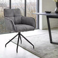 Noah Velvet Brushed Stainless Steel Dining Chair Charcoal Gray - Armen Living: Plush, Geometric, Metal Frame