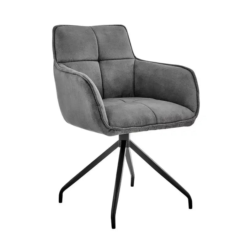 High-Back Velvet Dining Chair Charcoal Gray – Brushed Stainless Steel Frame, 250 lb