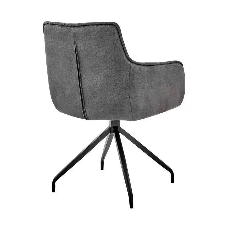 High-Back Velvet Dining Chair Charcoal Gray – Brushed Stainless Steel Frame, 250 lb