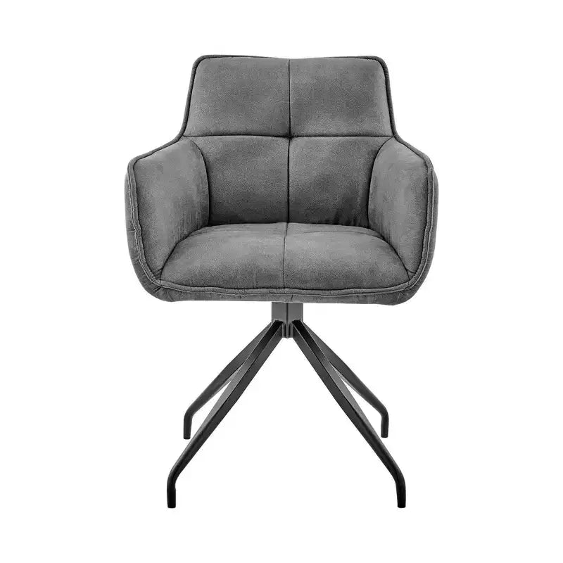 High-Back Velvet Dining Chair Charcoal Gray – Brushed Stainless Steel Frame, 250 lb