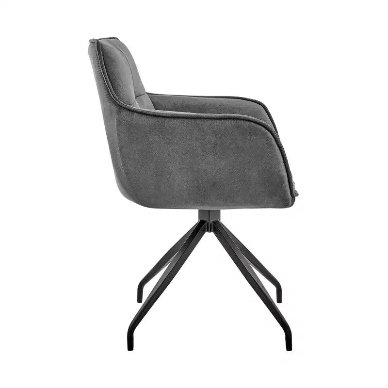 High-Back Velvet Dining Chair Charcoal Gray – Brushed Stainless Steel Frame, 250 lb