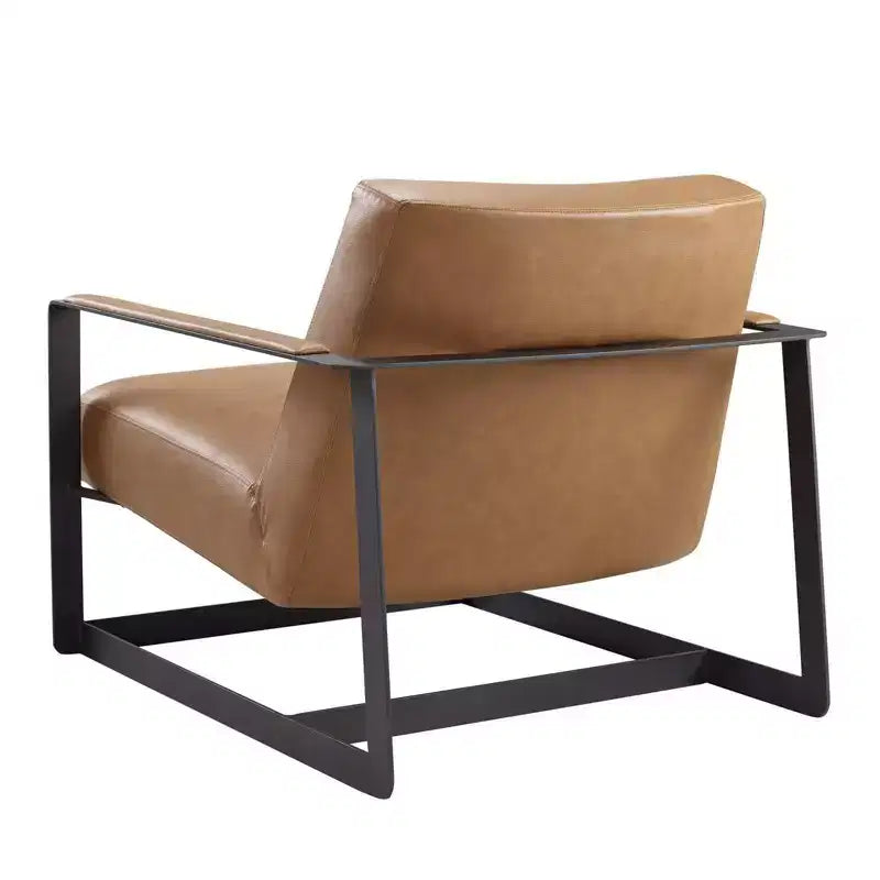 Modern Faux Leather Accent Chair Tan – Stainless Steel Legs, Reception & Guest Seating