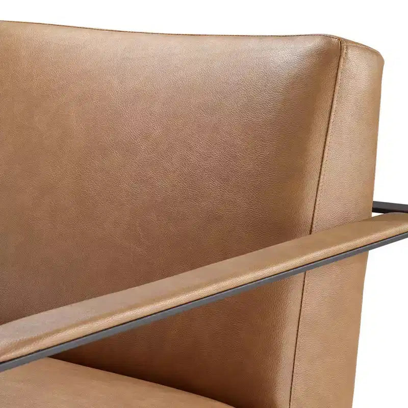 Modern Faux Leather Accent Chair Tan – Stainless Steel Legs, Reception & Guest Seating