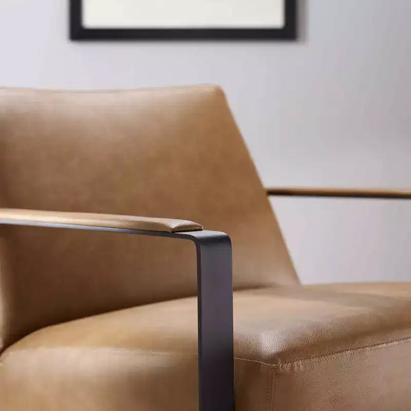 Modern Faux Leather Accent Chair Tan – Stainless Steel Legs, Reception & Guest Seating