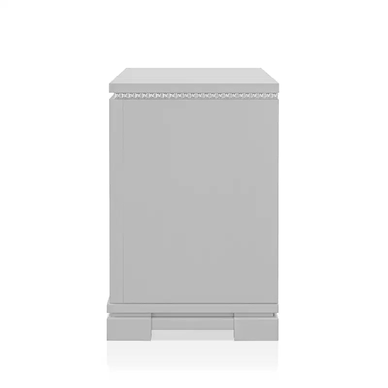 Glam Silver Nightstand with 2 Drawers, Hidden Drawer & Built-In USB Charger