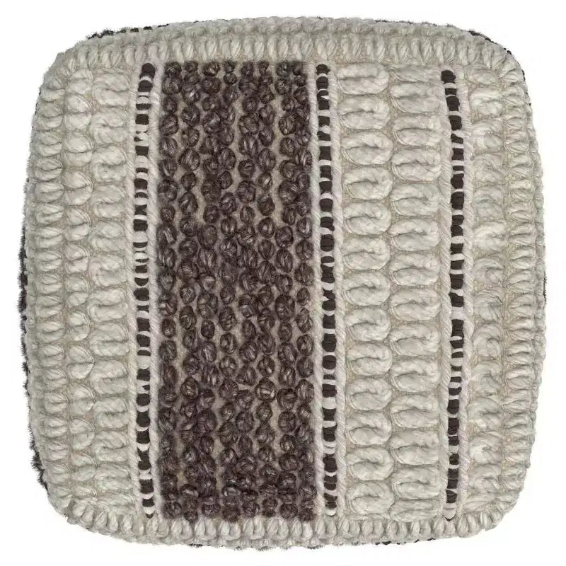 Square Handwoven Wool Pouf Magenta/Natural – 18x18x14", 250 lb, Polystyrene Fill