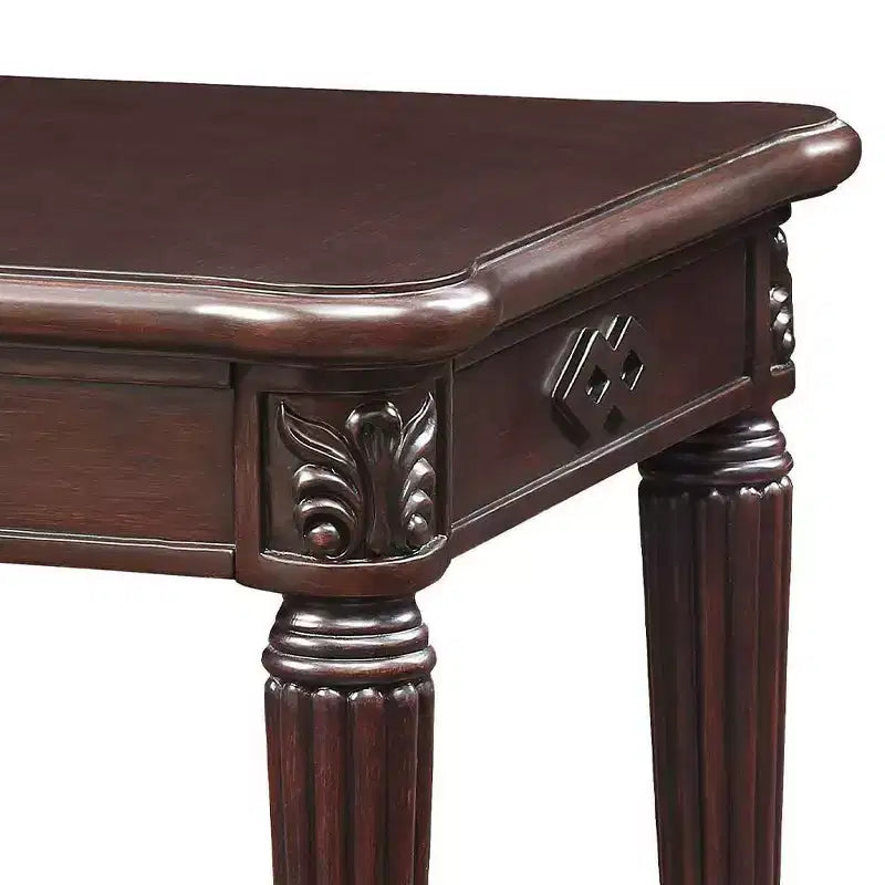 26" Square Accent Table Espresso – Turned Legs, Carved Fluting, Wood Composite, No Assembly