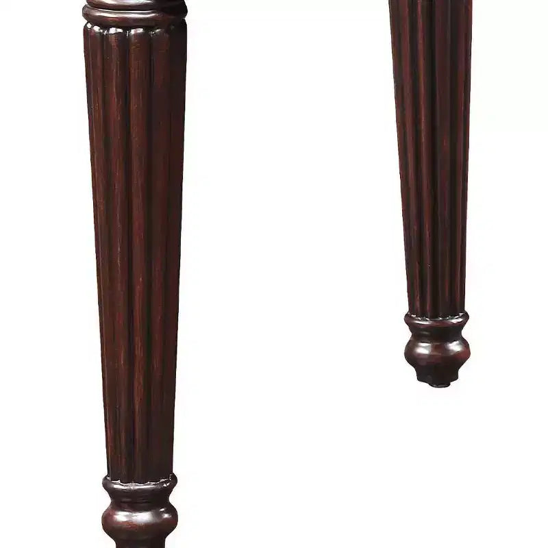 26" Square Accent Table Espresso – Turned Legs, Carved Fluting, Wood Composite, No Assembly