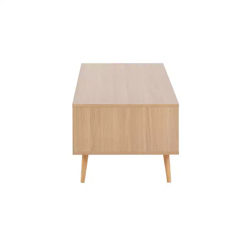Contemporary White Coffee Table with 2 Drawers & 2 Shelves – Wood Composite, 39.5"W