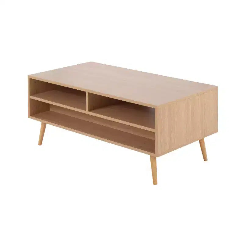 Contemporary White Coffee Table with 2 Drawers & 2 Shelves – Wood Composite, 39.5"W