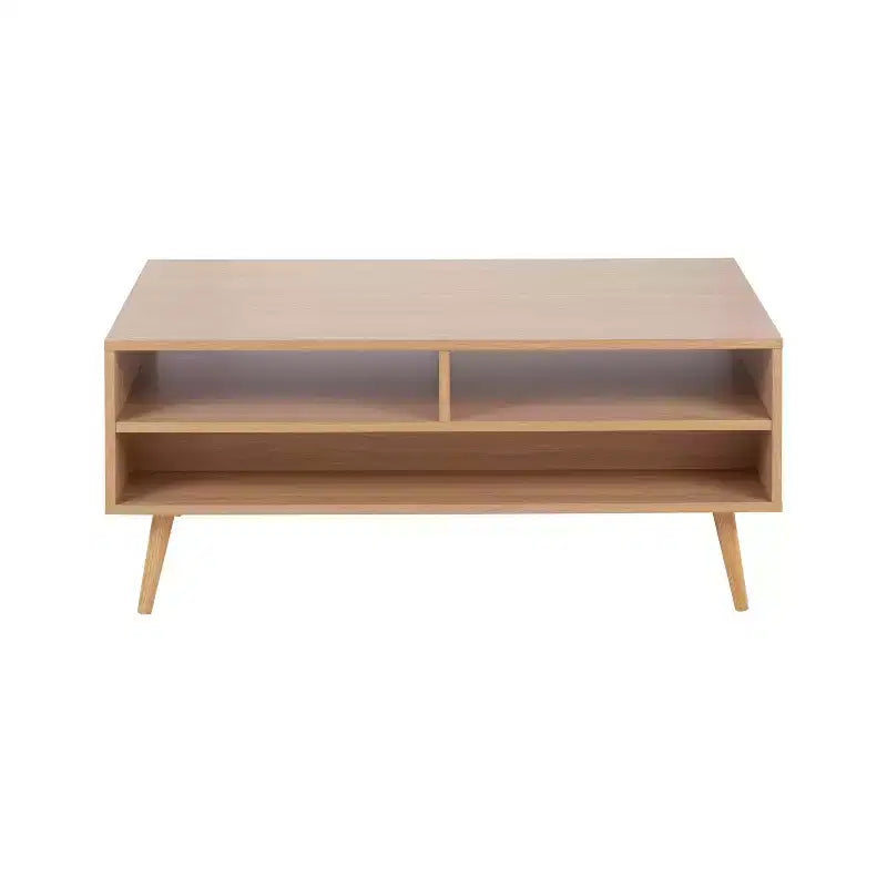 Contemporary White Coffee Table with 2 Drawers & 2 Shelves – Wood Composite, 39.5"W