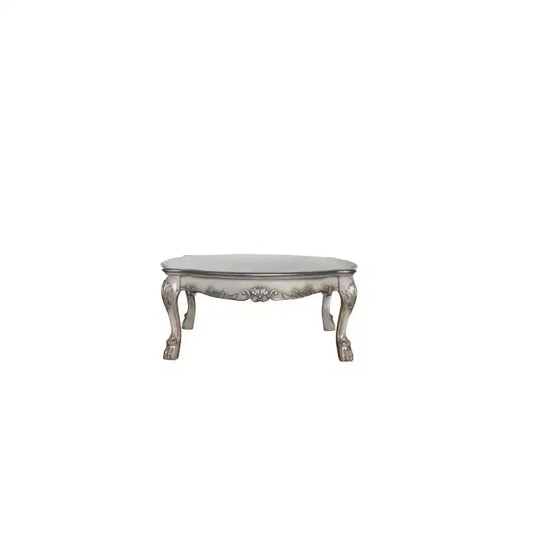 55" Oval Coffee Table Vintage Bone White – Decorative Scrollwork, Claw Legs, Wood Composite