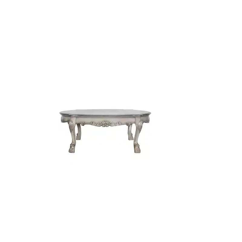 55" Oval Coffee Table Vintage Bone White – Decorative Scrollwork, Claw Legs, Wood Composite