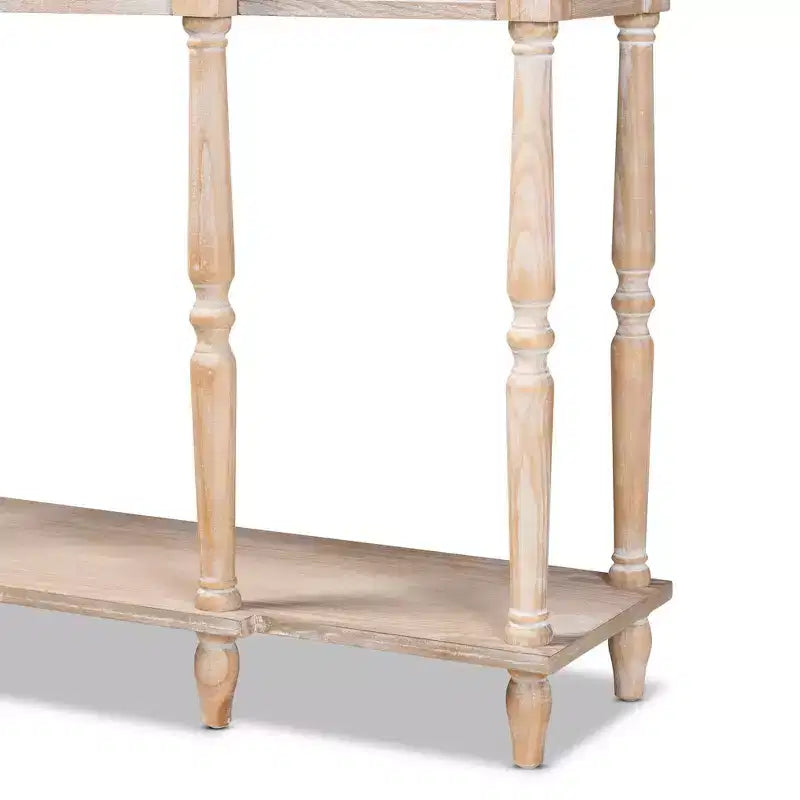 48" Wood Console Table with 3 Drawers & Lower Shelf – Whitewashed Oak Brown