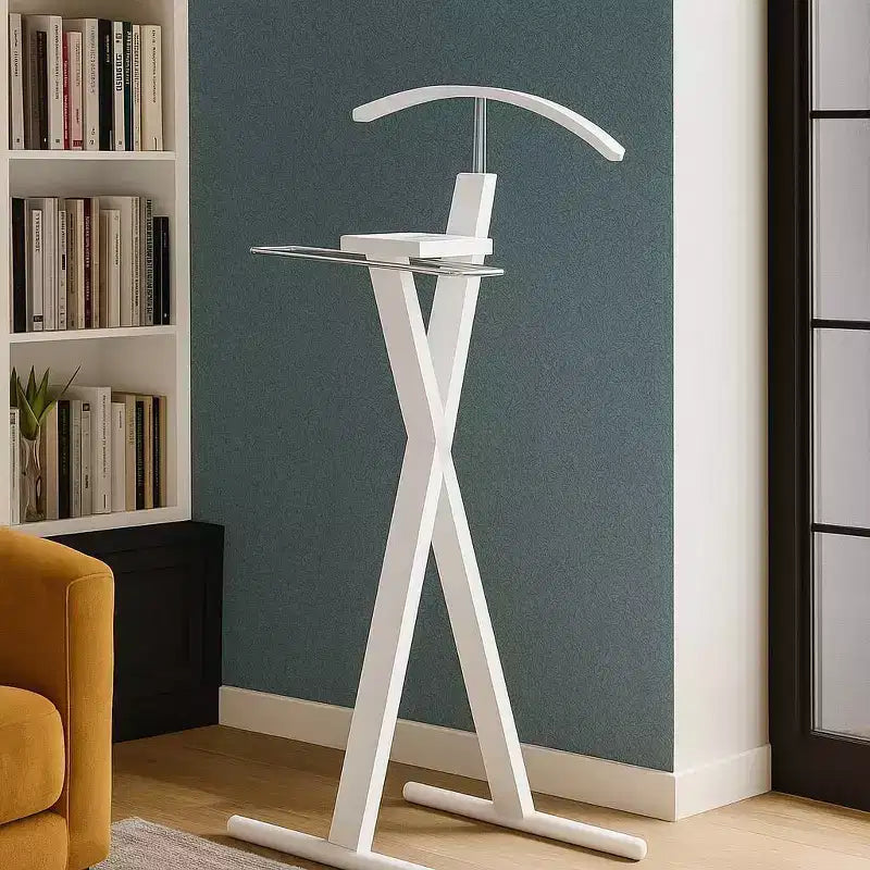 Modern Valet Stand with Chrome Hardware & Dual-Tone Wood Hanger