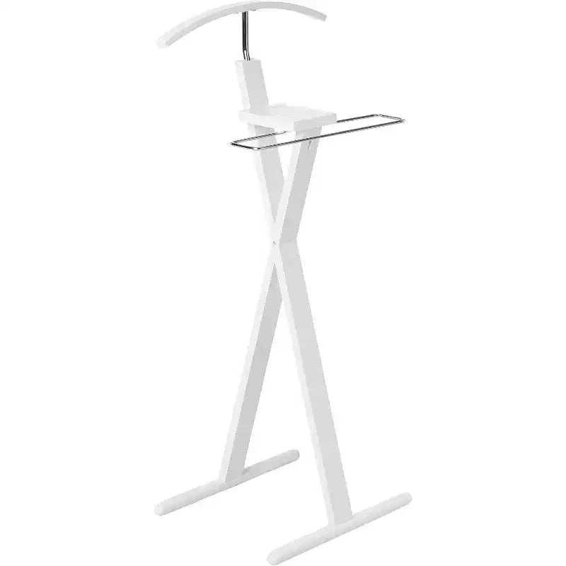 Modern Valet Stand with Chrome Hardware & Dual-Tone Wood Hanger