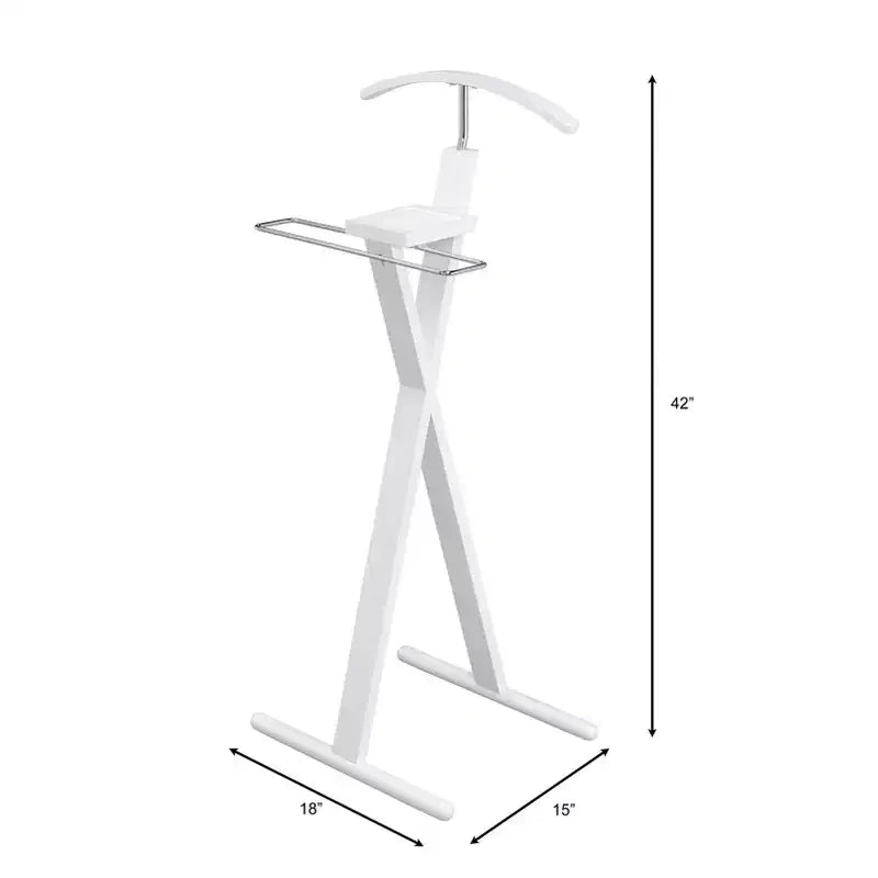 Modern Valet Stand with Chrome Hardware & Dual-Tone Wood Hanger