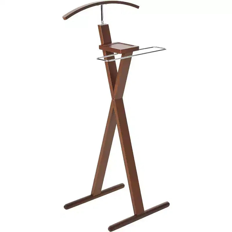 Modern Valet Stand with Chrome Hardware & Dual-Tone Wood Hanger