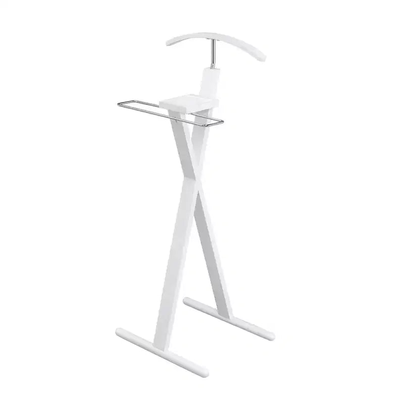 Modern Valet Stand with Chrome Hardware & Dual-Tone Wood Hanger