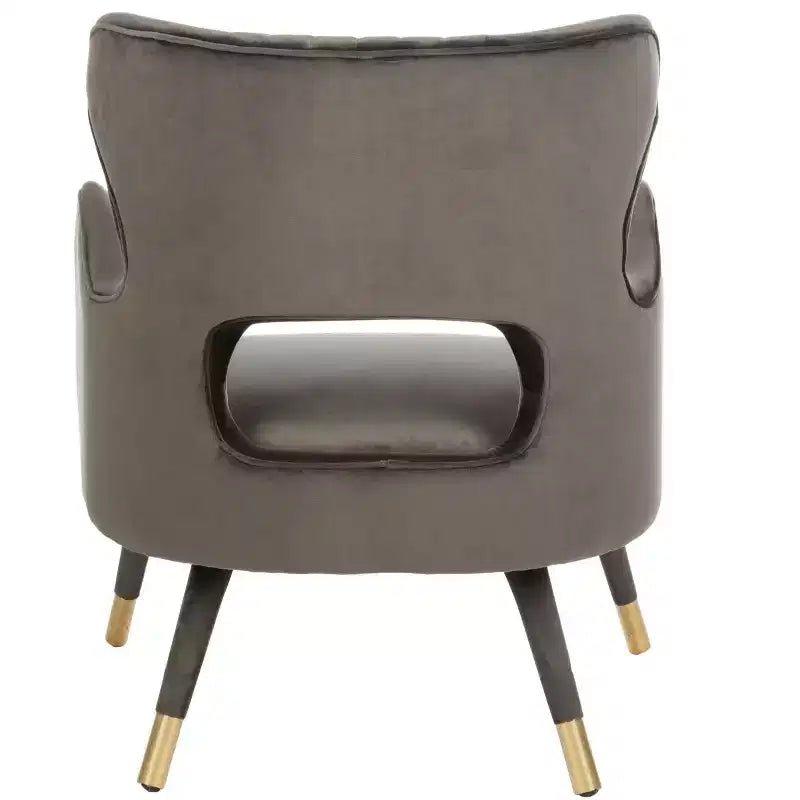 Wingback Accent Chair in Shale & Gold – Velvet Upholstery, Wood Frame, 275 lb Capacity