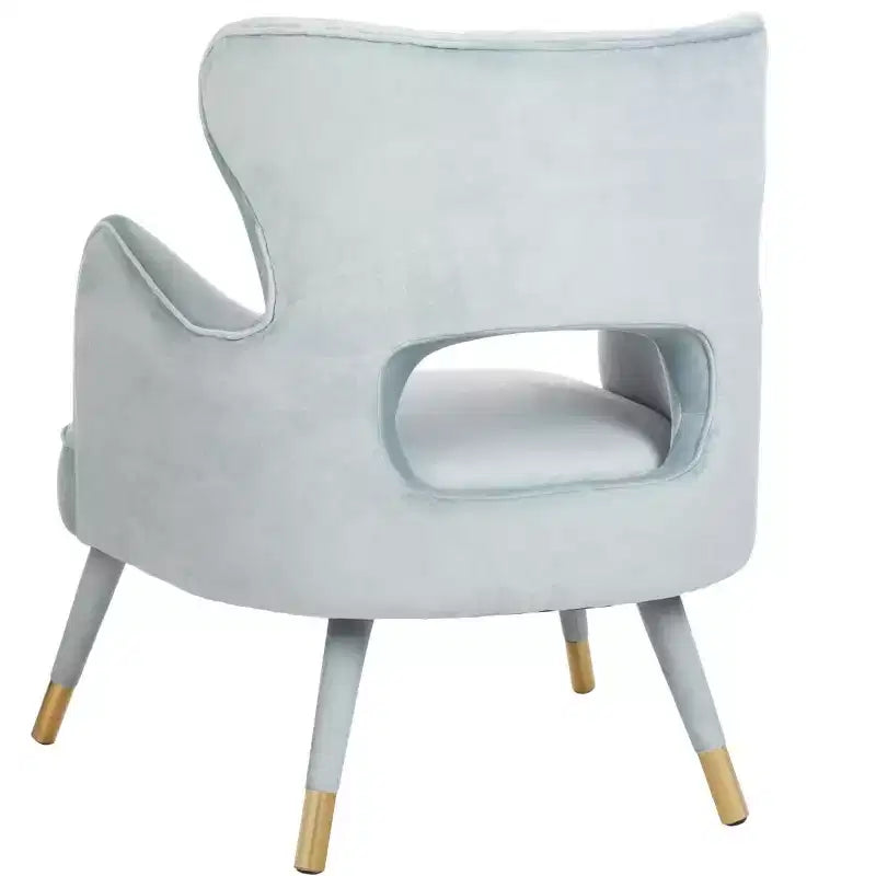 Wingback Accent Chair in Shale & Gold – Velvet Upholstery, Wood Frame, 275 lb Capacity