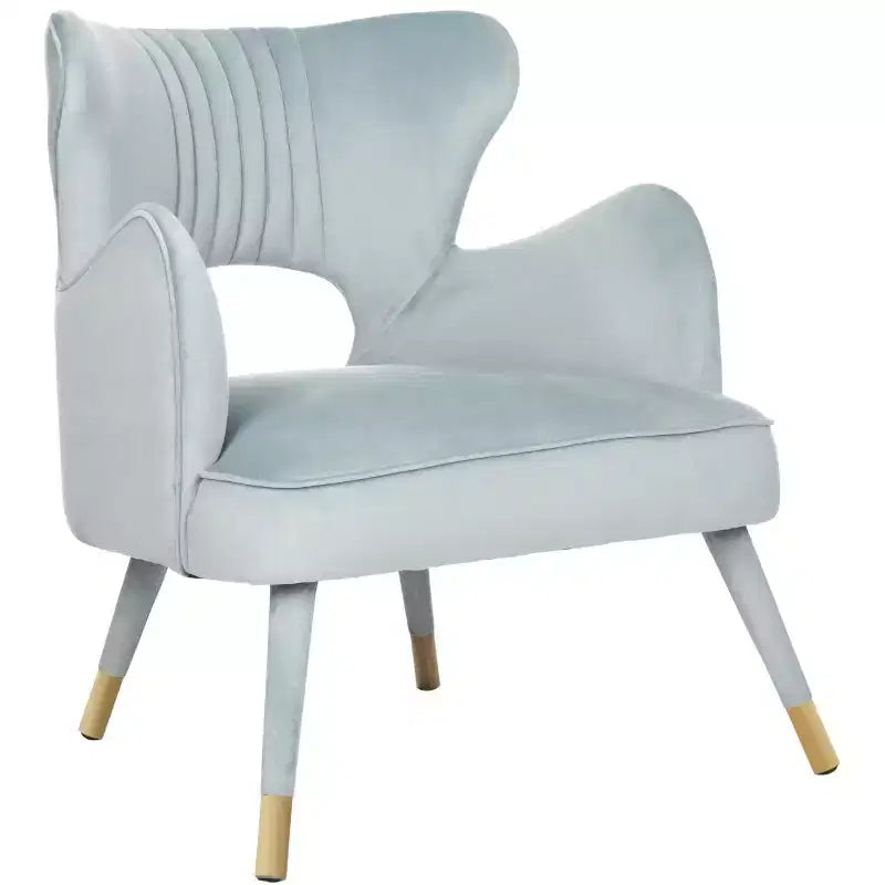 Wingback Accent Chair in Shale & Gold – Velvet Upholstery, Wood Frame, 275 lb Capacity