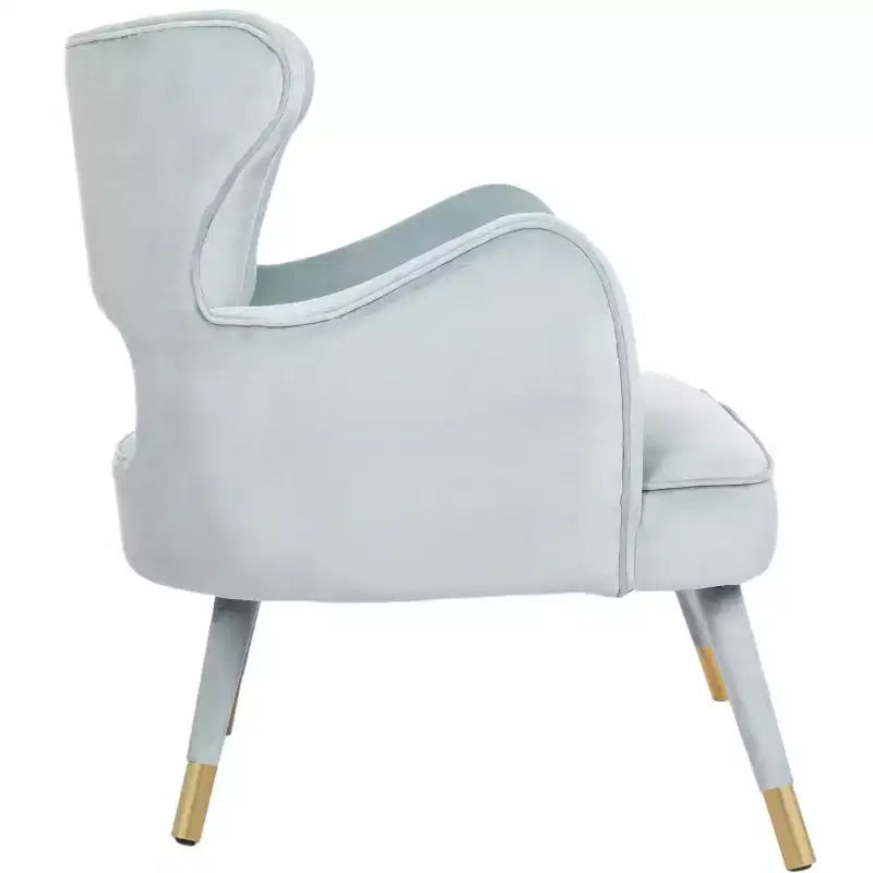 Wingback Accent Chair in Shale & Gold – Velvet Upholstery, Wood Frame, 275 lb Capacity