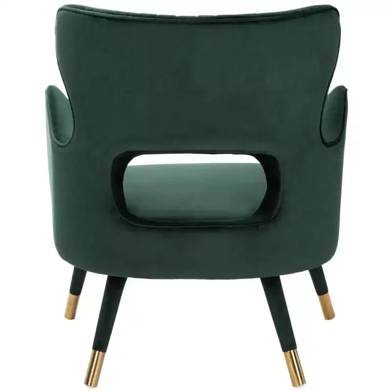 Wingback Accent Chair in Shale & Gold – Velvet Upholstery, Wood Frame, 275 lb Capacity