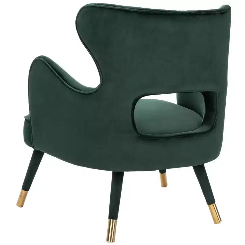 Wingback Accent Chair in Shale & Gold – Velvet Upholstery, Wood Frame, 275 lb Capacity