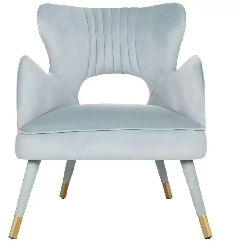 Wingback Accent Chair in Shale & Gold – Velvet Upholstery, Wood Frame, 275 lb Capacity