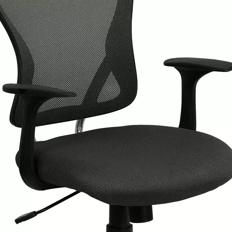 Mid-Back Mesh Swivel Task Office Chair with Chrome Base & Fixed Arms