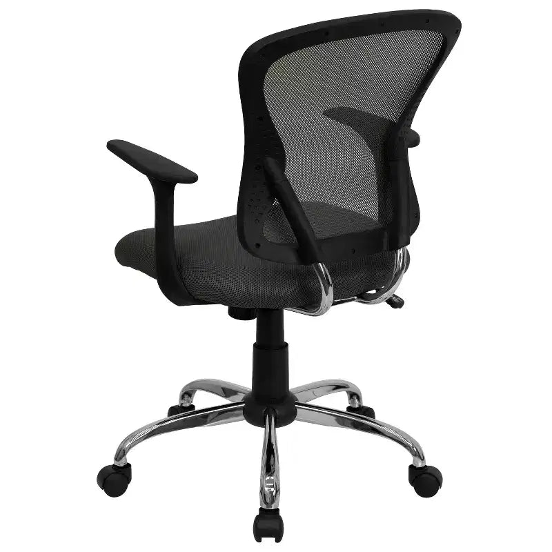 Mid-Back Mesh Swivel Task Office Chair with Chrome Base & Fixed Arms