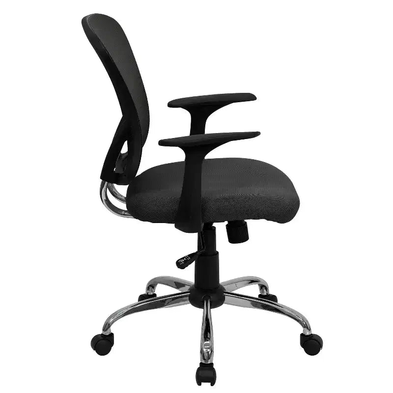 Mid-Back Mesh Swivel Task Office Chair with Chrome Base & Fixed Arms