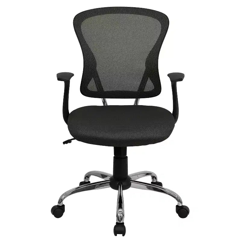 Mid-Back Mesh Swivel Task Office Chair with Chrome Base & Fixed Arms