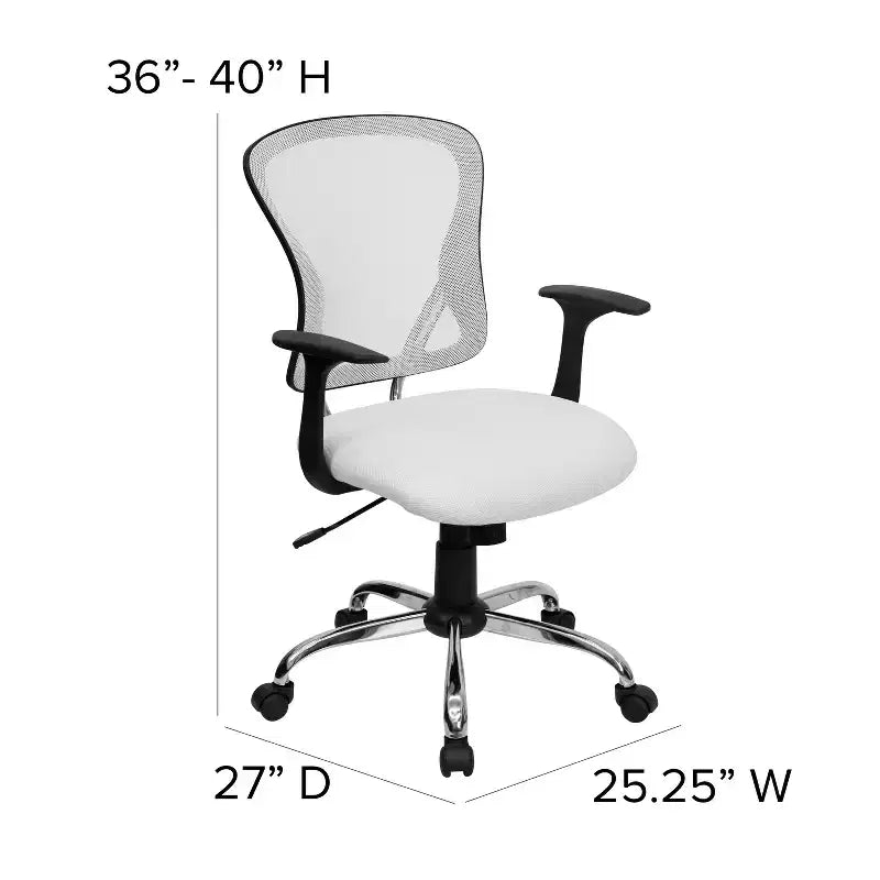 Mid-Back Mesh Swivel Task Office Chair with Chrome Base & Fixed Arms