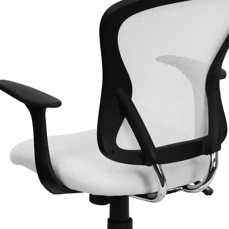 Mid-Back Mesh Swivel Task Office Chair with Chrome Base & Fixed Arms