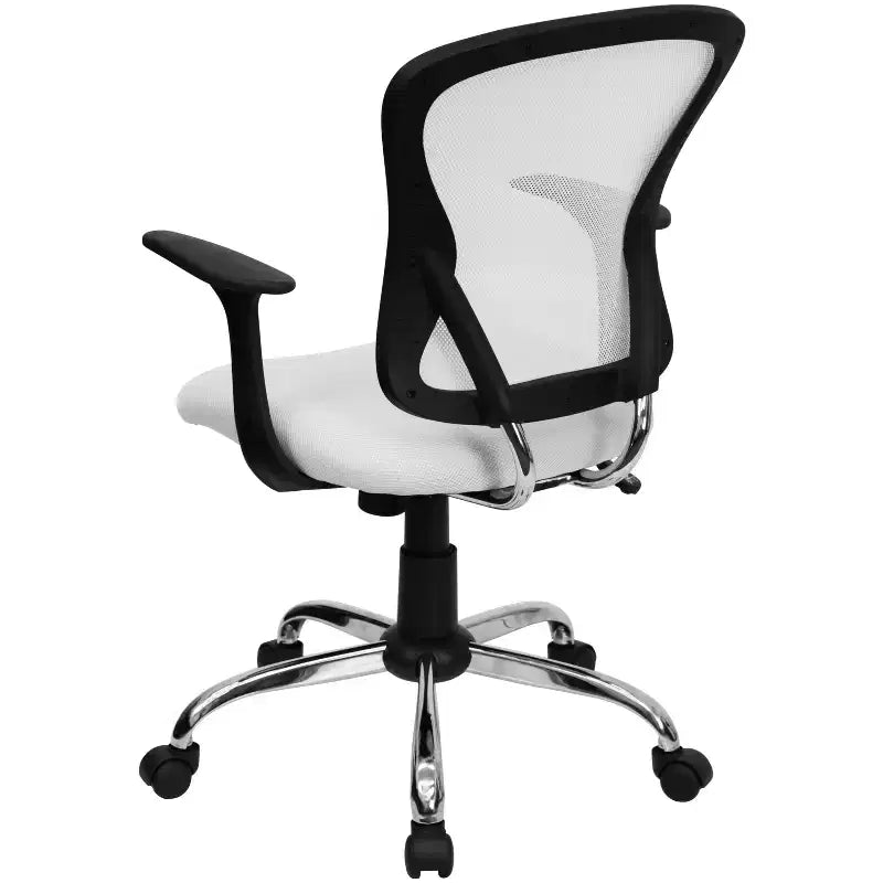 Mid-Back Mesh Swivel Task Office Chair with Chrome Base & Fixed Arms