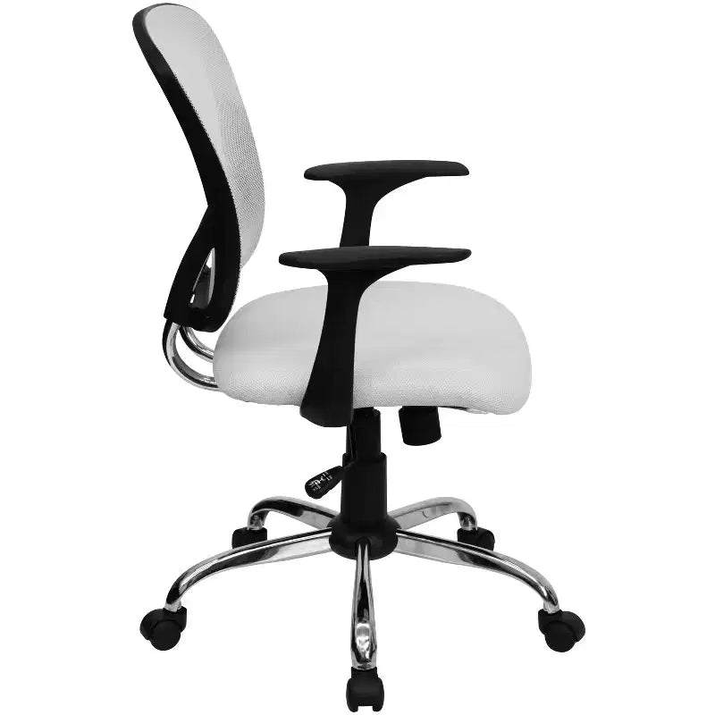 Mid-Back Mesh Swivel Task Office Chair with Chrome Base & Fixed Arms