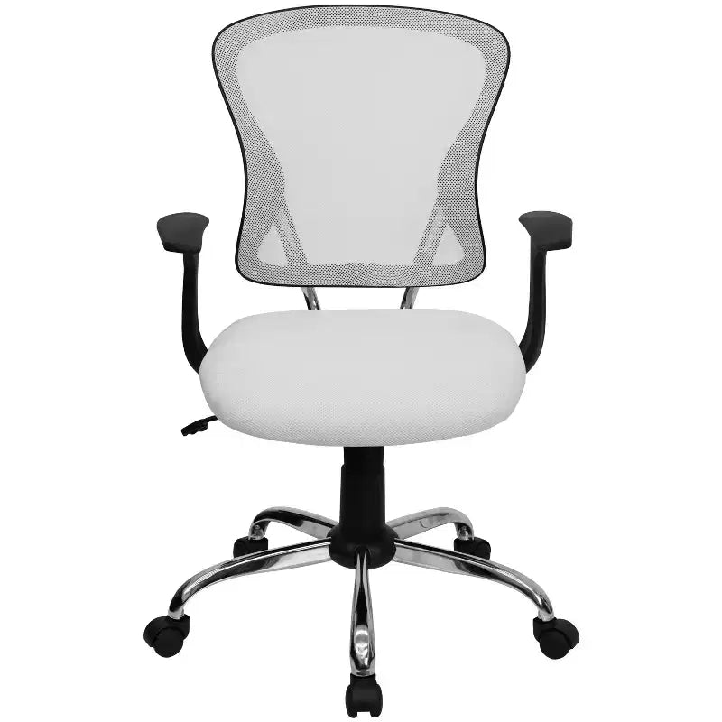 Mid-Back Mesh Swivel Task Office Chair with Chrome Base & Fixed Arms