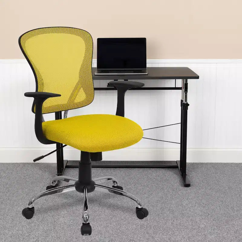 Mid-Back Mesh Swivel Task Office Chair with Chrome Base & Fixed Arms