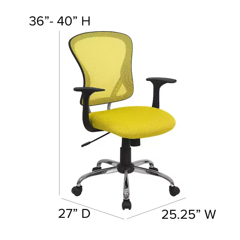 Mid-Back Mesh Swivel Task Office Chair with Chrome Base & Fixed Arms