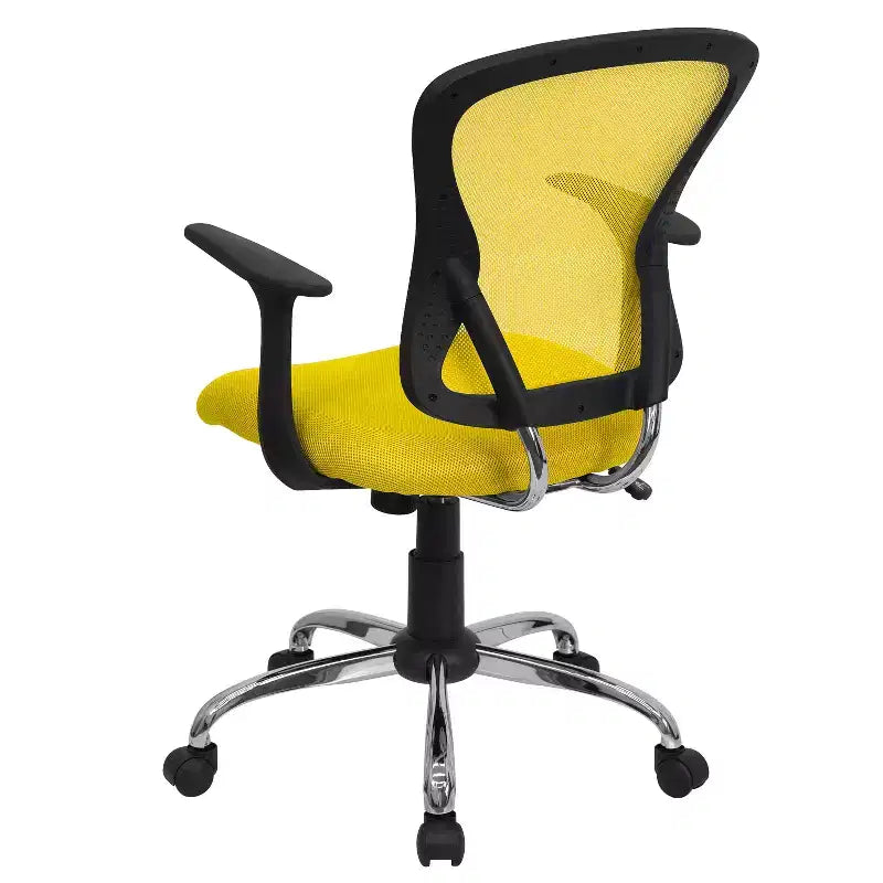 Mid-Back Mesh Swivel Task Office Chair with Chrome Base & Fixed Arms