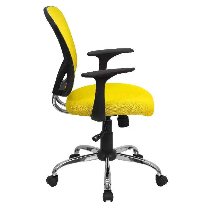 Mid-Back Mesh Swivel Task Office Chair with Chrome Base & Fixed Arms