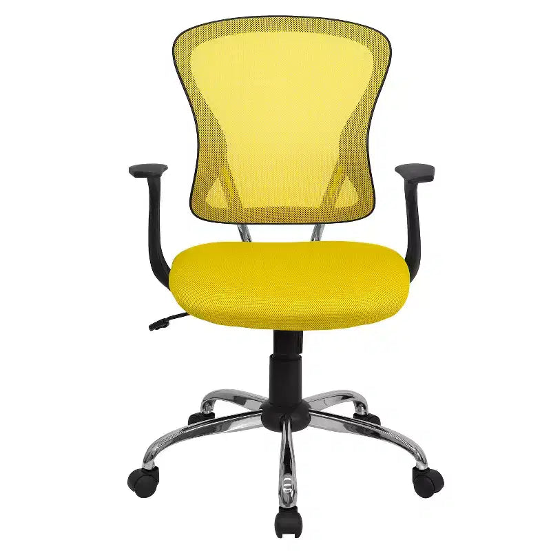 Mid-Back Mesh Swivel Task Office Chair with Chrome Base & Fixed Arms