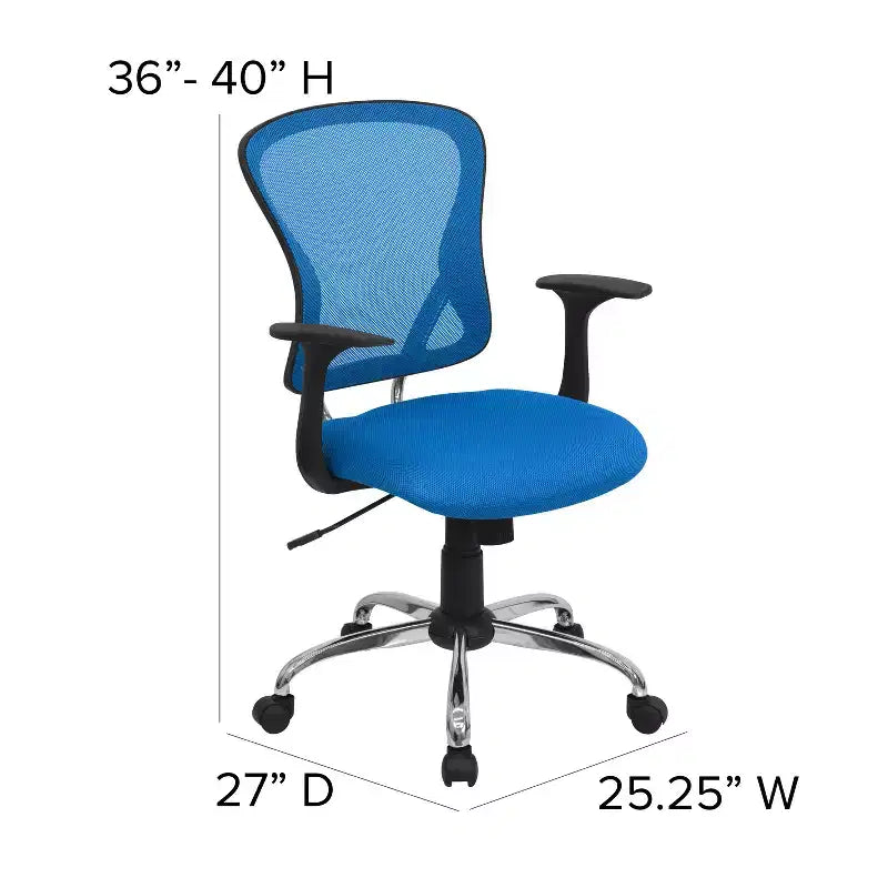 Mid-Back Mesh Swivel Task Office Chair with Chrome Base & Fixed Arms