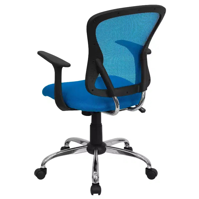 Mid-Back Mesh Swivel Task Office Chair with Chrome Base & Fixed Arms