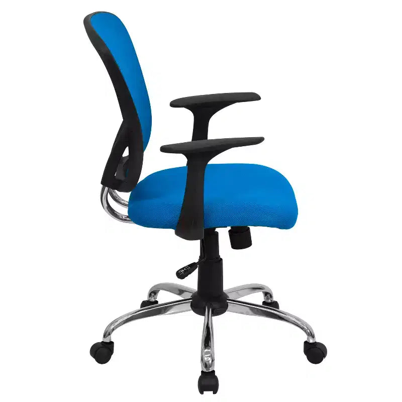 Mid-Back Mesh Swivel Task Office Chair with Chrome Base & Fixed Arms