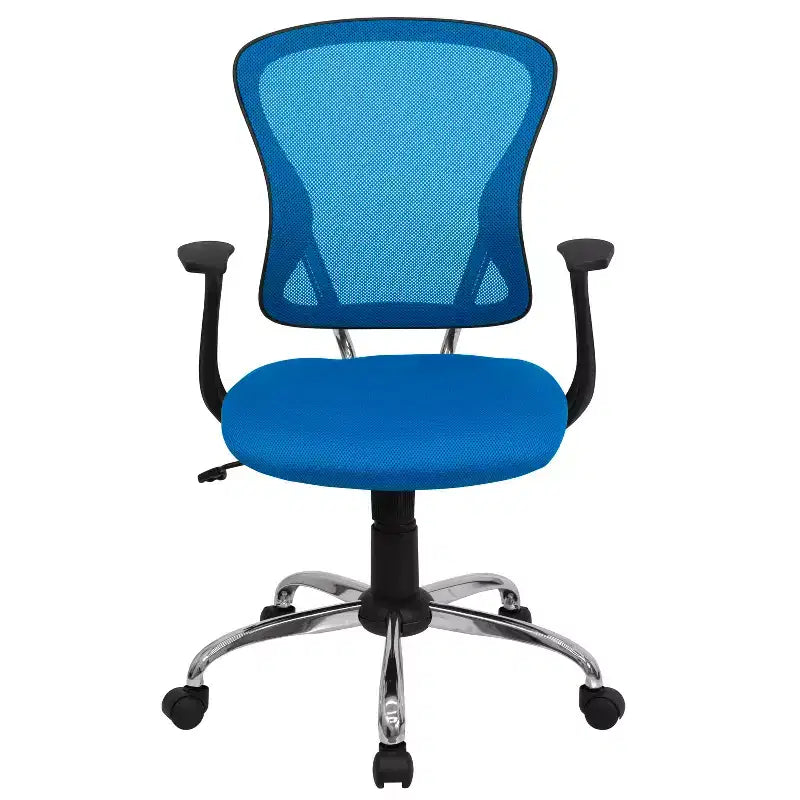 Mid-Back Mesh Swivel Task Office Chair with Chrome Base & Fixed Arms